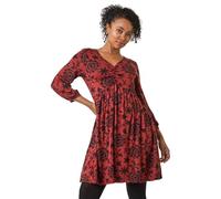 Roman Originals Tea Dress for Women UK Ladies Skater Swing Fit & Flare Flattering Summer Knee Length Frill Hem Ruched Chest Casual Smart Cocktail Party Going Out - Rust - Size 14