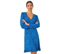 Roman Originals Tea Dress for Women UK Ladies Skater Swing Fit & Flare Flattering Summer Knee Length Frill Hem Ruched Chest Casual Smart Cocktail Party Going Out - Blue Noir - Size 16