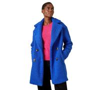 Roman Originals Teddy Coat for Women UK Ladies Borg Faux Fur Coatigan Lined Casual Soft Fluffy Fleece Texture Oversized Longline Warm Cosy Winter Jacket Thick Cardigan - Royal Blue - Size 20