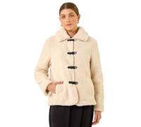 Roman Originals Textured Borg Collared Jacket for Women UK - Ladies Everyday Autumn Winter Round Neckline Comfy Soft Evening Vacation Work Party Night Out