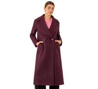 Roman Originals Textured Buttoned Boucle Coat for Women UK - Ladies Everyday Autumn Winter Collar & Revere Comfy Soft Evening Vacation Work Party Night Out - Burgundy - Size 12