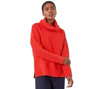 Roman Originals Textured Cowl Neck Jumper for Women UK - Ladies Everyday Autumn Winter Comfy Soft Evening Vacation Work Party Night Out - Red - Size 16