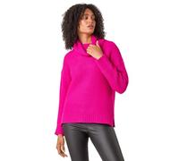 Roman Originals Textured Cowl Neck Jumper for Women UK - Ladies Everyday Autumn Winter Comfy Soft Evening Vacation Work Party Night Out - Cerise - Size 14