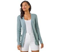 Roman Originals Textured Longline Knit Cardigan for Women UK - Ladies Everyday Holiday Spring Summer Comfy Soft Evening Vacation Work Party - Grey - Size S