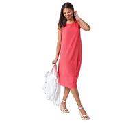 Roman Originals Textured Sleeveless Midi Dress for Women UK - Ladies Everyday Holiday Spring Summer Round Neckline Comfy Soft Evening Vacation Work Party - Coral - Size 16