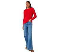 Roman Originals Textured Tape Yarn Knit Jumper for Women UK - Ladies Everyday Holiday Spring Summer Round Neckline Comfy Soft Evening Vacation Work Party - Red - Size 20