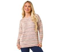 Roman Originals Thick Jumper for Women UK - Ladies Winter Autumn Smart Casual Knit Knitted Knitwear Pull-On Round Crew Neck Long Sleeve Work Office Dinner Party - Petite Biscuit - Size 18