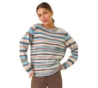 Roman Originals Thick Jumper for Women UK - Ladies Winter Autumn Smart Casual Knit Knitted Knitwear Pull-On Round Crew Neck Long Sleeve Work Office Dinner Party - Denim - Size 10