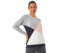 Roman Originals Thick Jumper for Women UK - Ladies Winter Autumn Smart Casual Knit Knitted Knitwear Pull-On Round Crew Neck Long Sleeve Work Office Dinner Party - Petite Pink - Size 16