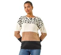 Roman Originals Thick Jumper for Women UK - Ladies Winter Autumn Smart Casual Knit Knitted Knitwear Pull-On Round Crew Neck Long Sleeve Work Office Dinner Party - Camel - Size 18