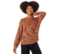 Roman Originals Thick Jumper for Women UK - Ladies Winter Autumn Smart Casual Knit Knitted Knitwear Pull-On Round Crew Neck Long Sleeve Work Office Dinner Party - Green Multi - Size L