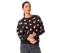 Roman Originals Thick Jumper for Women UK - Ladies Winter Autumn Smart Casual Knit Knitted Knitwear Pull-On Round Crew Neck Long Sleeve Work Office Dinner Party - Noir Pink Grey - Size 20