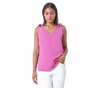 Roman Originals Tie Detail Strap Cami Top for Women UK - Ladies Everyday Holiday Spring Summer V Neckline Comfy Soft Evening Vacation Work Party - Magenta - Size 12