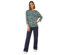 Roman Originals Top for Women UK - Ladies Drop Shoulder Blouse Batwing Tunic Stretchy Everyday Autumn Winter Round Neckline Comfy Soft Evening Vacation Work Party Night Out - Teal - Size 10