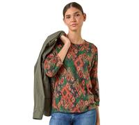 Roman Originals Top for Women UK - Ladies Drop Shoulder Blouse Batwing Tunic Stretchy Everyday Autumn Winter Round Neckline Comfy Soft Evening Vacation Work Party Night Out - Green - Size 20