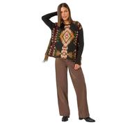 Roman Originals Tribal Pattern Fringe Jumper for Women UK - Ladies Everyday Autumn Winter Round Neckline Comfy Soft Evening Vacation Work Party Night Out - Black - Size 12