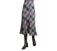 Roman Originals Tulip Fluted Skirt for Women UK - Ladies Paneled Autumn Winter Soft Evening Work Party Night Out Office Thick Work Floral Check Paisley Print Vacation Comfy - Grey Blush - Size 18