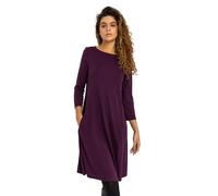 Roman Originals Tunic Dress with Pockets for Women UK Ladies Swing Fit & Flare Skater Slouch Stretchy Casual Smart Winter Jersey Pull On Work Office 3/4 Long Sleeves - Purple - Size 16