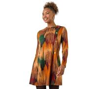 Roman Originals Tunic Dress with Pockets for Women UK Ladies Swing Fit & Flare Skater Slouch Stretchy Casual Smart Winter Jersey Pull On Work Office 3/4 Long Sleeves - Copper - Size 18