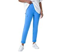 Roman Originals Turn Up Stretch Cargo Trousers for Women UK - Ladies Everyday Autumn Winter Comfy Soft Evening Vacation Work Party Night Out - LGHT DENIM - Size 16