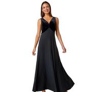 Roman Originals Velvet Twist Front Maxi Stretch Dress for Women UK - Ladies Everyday Autumn Winter V-Neckline Comfy Soft Evening Vacation Work Party Night Out - Black - Size 20