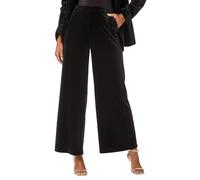 Roman Originals Velvet Wide Leg Pocket Stretch Trouser for Women UK - Ladies Everyday Autumn Winter Comfy Soft Evening Vacation Work Party Night Out - Black - Size 10