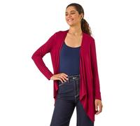 Roman Originals Waterfall Cardigan for Women UK - Ladies Open Front Cardi Smart Casual Edge to Edge Daytime Everyday Summer Autumn Knitted Knitwear Long Sleeve Fashionable - Red - Size 20