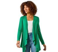 Roman Originals Waterfall Cardigan for Women UK - Ladies Open Front Cardi Smart Casual Edge to Edge Daytime Everyday Summer Autumn Knitted Knitwear Long Sleeve Fashionable - Green - Size 10