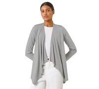 Roman Originals Waterfall Cardigan for Women UK - Ladies Open Front Cardi Smart Casual Edge to Edge Daytime Everyday Summer Autumn Knitted Knitwear Long Sleeve Fashionable - Stripe Black - Size 16