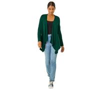 Roman Originals Waterfall Cardigan for Women UK - Ladies Open Front Cardi Smart Casual Edge to Edge Daytime Everyday Summer Autumn Knitted Knitwear Long Sleeve Fashionable - Forest - Size 12