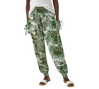 Roman Originals Wave Print Stretch Hareem Trousers for Women UK - Ladies Everyday Holiday Spring Summer Comfy Soft Evening Vacation Work Party - Green - Size 18