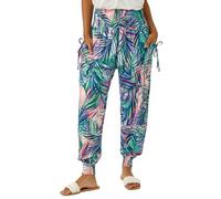 Roman Originals Wave Print Stretch Hareem Trousers for Women UK - Ladies Everyday Holiday Spring Summer Comfy Soft Evening Vacation Work Party - Turquoise - Size 10