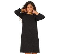 Roman Originals Wave Textured Stretch A-Line Dress for Women UK - Ladies Everyday Autumn Winter Round Neckline Comfy Soft Evening Vacation Work Party Night Out - Black - Size 10