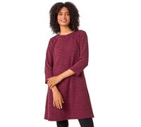 Roman Originals Wave Textured Stretch A-Line Dress for Women UK - Ladies Everyday Autumn Winter Round Neckline Comfy Soft Evening Vacation Work Party Night Out - Wine - Size 16