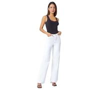 Roman Originals Wide Leg Jeans for Women UK Ladies Denim Trousers Palazzo Pants Jeggings Stretchy Cotton Summer Winter Autumn Spring Smart Office Work Party Flattering Bottoms - White - Size 18