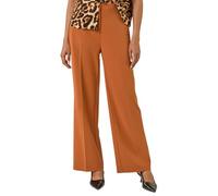 Roman Originals Wide Leg Stretch Trouser for Women UK - Ladies Autumn Everyday Winter Holiday Belt Loops Comfy Side Pockets Soft Crepe Fabric Pants - Rust Short (70 CM) - Size 14