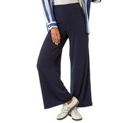 Roman Originals Wide Leg Trousers for Women UK Ladies Palazzo Pants Evening Jersey Elasticated High Waist Smart Flared Culotte Office Work Going Out Loose Crepe Bottoms - Midnight Blue - Size 20