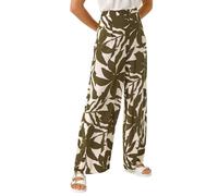 Roman Originals Wide Leg Trousers for Women UK Ladies Palazzo Pants Evening Jersey Elasticated High Waist Smart Flared Culotte Office Work Going Out Loose Crepe Bottoms - Ivory - Size 16