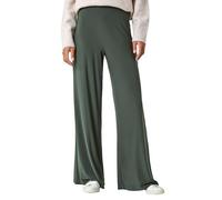 Roman Originals Wide Leg Trousers for Women UK Ladies Palazzo Pants Evening Jersey Elasticated High Waist Smart Flared Culotte Office Work Going Out Loose Crepe Bottoms - Khaki - Size 12