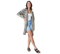 Roman Originals Women Cardigan - Ladies Longline Coatigan Tassel Open Front Cardi Winter Autumn Casual Textured Edge to Edge Yarn Patterned Comfy Work Going Out - Natural Sky Blue - Size 12