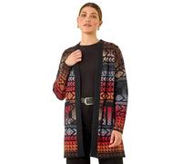 Roman Originals Women Cardigan - Ladies Longline Coatigan Tassel Open Front Cardi Winter Autumn Casual Textured Edge to Edge Yarn Patterned Comfy Work Going Out - Noir Rainbow - Size 10