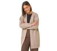 Roman Originals Women Chunky Knitted Cardigan with Pockets - Ladies Oversized Longline Loose Casual Soft Cable Knit Knitwear Autumn Winter Wool Boho Comfortable Day Cardigans - Natural - Size 20