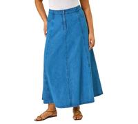 Roman Originals Women Denim Jean Cotton Skirt with Pockets - Ladies Stretch Fitted Pull up Flared A Line Casual Smart Work Office Knee Length Flattering Slimming