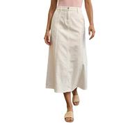 Roman Originals Women Denim Jean Cotton Skirt with Pockets - Ladies Stretch Fitted Pull up Flared A Line Casual Smart Work Office Knee Length Flattering Slimming