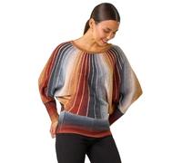 Roman Originals Women Diamante Embellished Jumper Ladies Sparkly Sweater Batwing Autumn Winter Sparkle Knit Knitwear Glittery Casual Evening Going Out Party Round Boat Neck - Rust - Size S