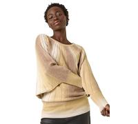 Roman Originals Women Diamante Embellished Jumper Ladies Sparkly Sweater Batwing Autumn Winter Sparkle Knit Knitwear Glittery Casual Evening Going Out Party Round Boat Neck - Taupe - Size M