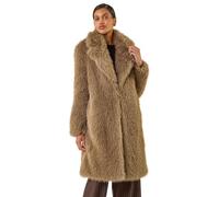 Roman Originals Women Faux Fur Coat - Ladies Jackets Teddy Bear Plush Casual Soft Fluffy Textured Oversized Warm Cosy Autumn Winter Flattering - Brown - Size 10