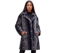 Roman Originals Women Faux Fur Coat - Ladies Jackets Teddy Bear Plush Casual Soft Fluffy Textured Oversized Warm Cosy Autumn Winter Flattering - Petite Noir - Size 12