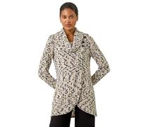 Roman Originals Women Flocked Floral Cowl Neck Tunic - Ladies Spring Everyday Summer Evening Vacation Work Holiday Long Sleeve Smart Casual - Cream - Size 16
