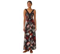 Roman Originals Women Floral Contrast Band Maxi Dress - Ladies Summer Holiday Evening Dinner Everyday Daywear Casual Stretch Jersey Sleeveless V Neck Floor Length Dress - Rust - Size 16